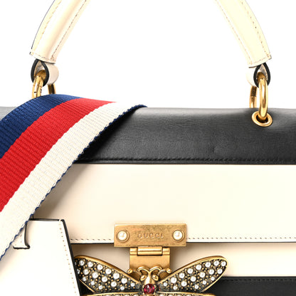 Gucci Calfskin Sylvie Web Small Queen Margaret Top Handle Bag Black White 8 of 10