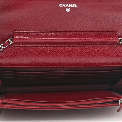 Chanel Caviar Quilted Wallet on Chain WOC Burgundy 7 of 12