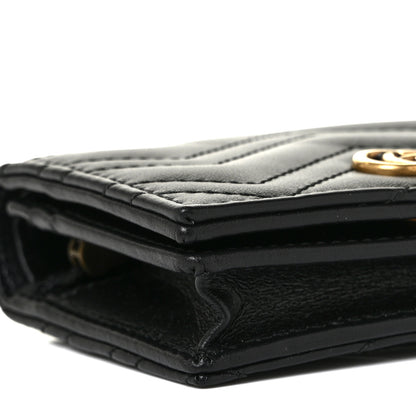 Gucci Calfskin Matelasse GG Marmont Card Case Wallet Black 7 of 9