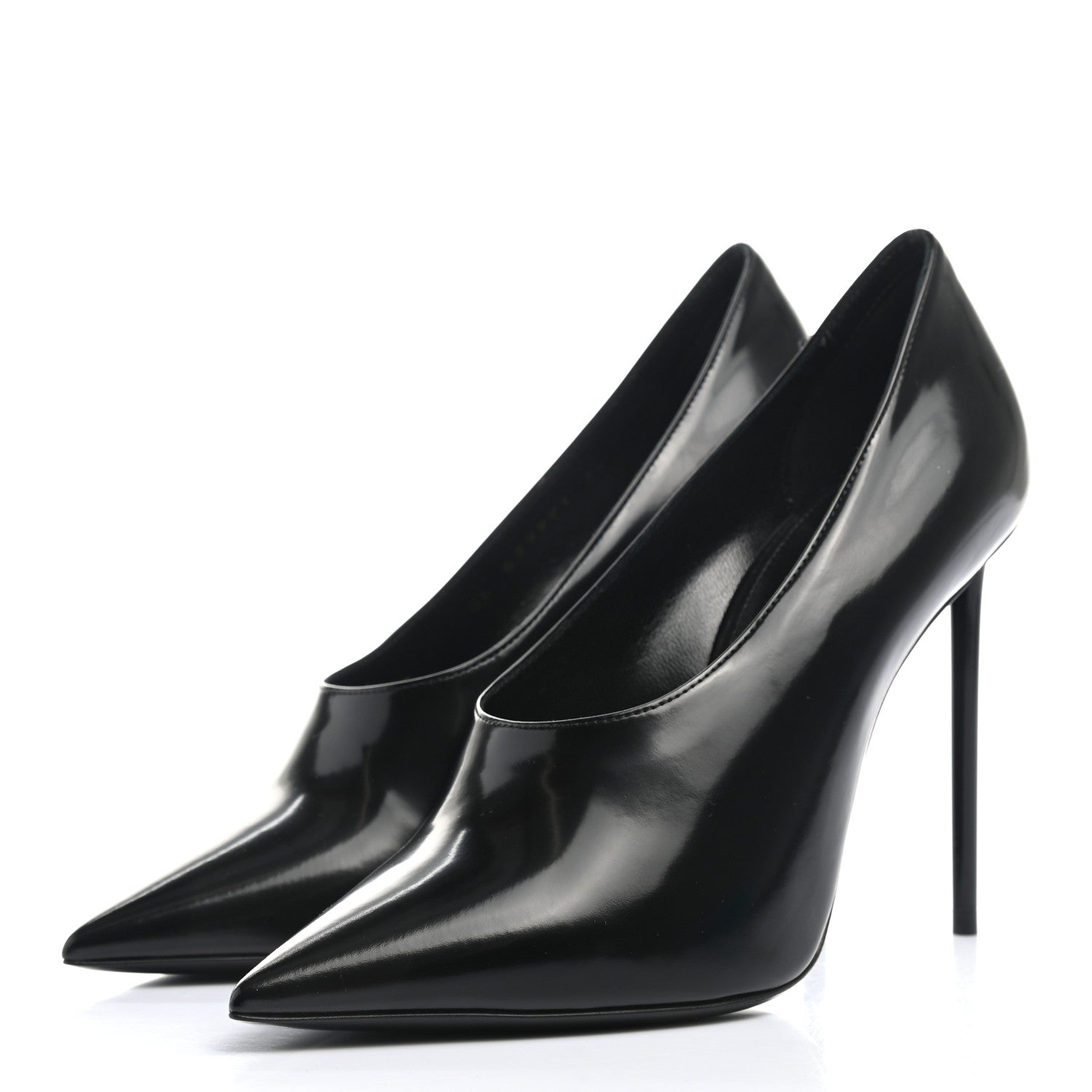 Saint Laurent Patent Calfskin Teddy High Vamp 105 Pumps 36 Black 3 of 11