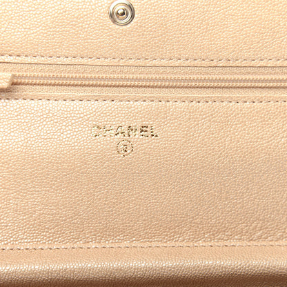 Chanel Iridescent Caviar Quilted Wallet On Chain WOC Beige 6 of 11