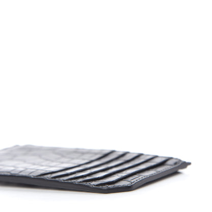Saint Laurent Calfskin Crocodile Embossed 5 Fragments Zip Pouch Card Holder Black 6 of 10