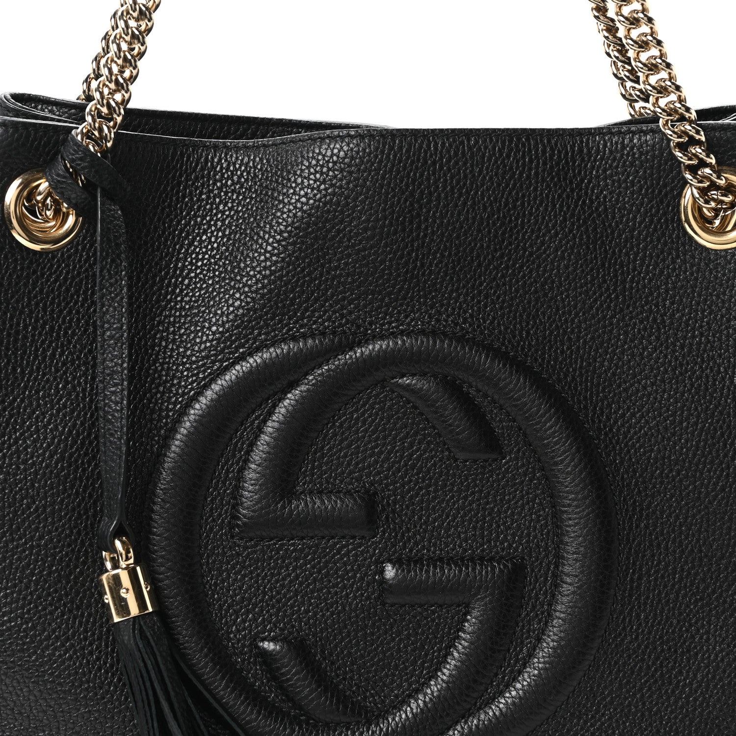 Gucci Pebbled Calfskin Medium Soho Chain Shoulder Bag Black 8 of 10
