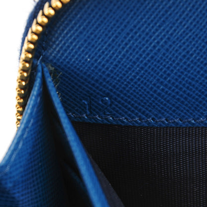 Prada Saffiano Bi-Color Metal Zip Around Wallet Cobalto Bleuette 7 of 9