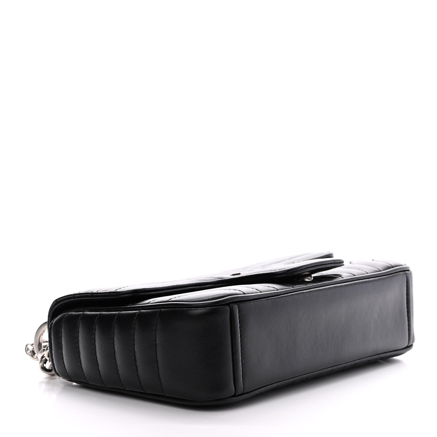 Prada Soft Calfskin Impunture Diagramme Small Chain Flap Shoulder Bag Black 4 of 13