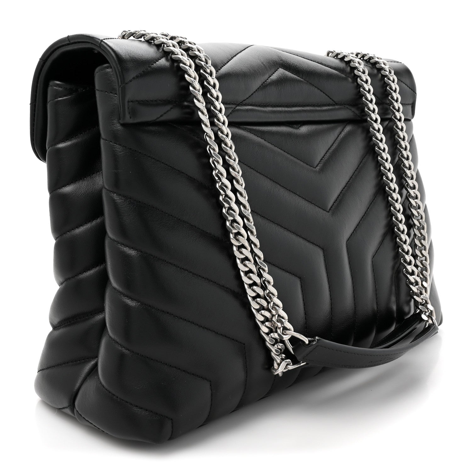 Saint Laurent Calfskin Y Quilted Monogram Medium Loulou Chain Satchel Black 3 of 12