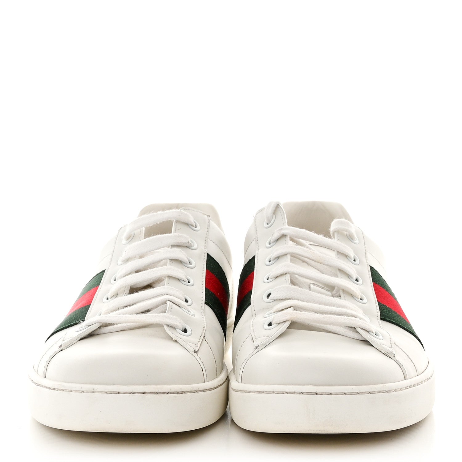 Gucci Calfskin Crocodile Web Mens Ace Sneakers 10.5 White Green 2 of 12