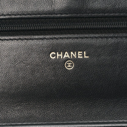 Chanel Lambskin Quilted Studded Wallet On Chain WOC Black 6 of 10