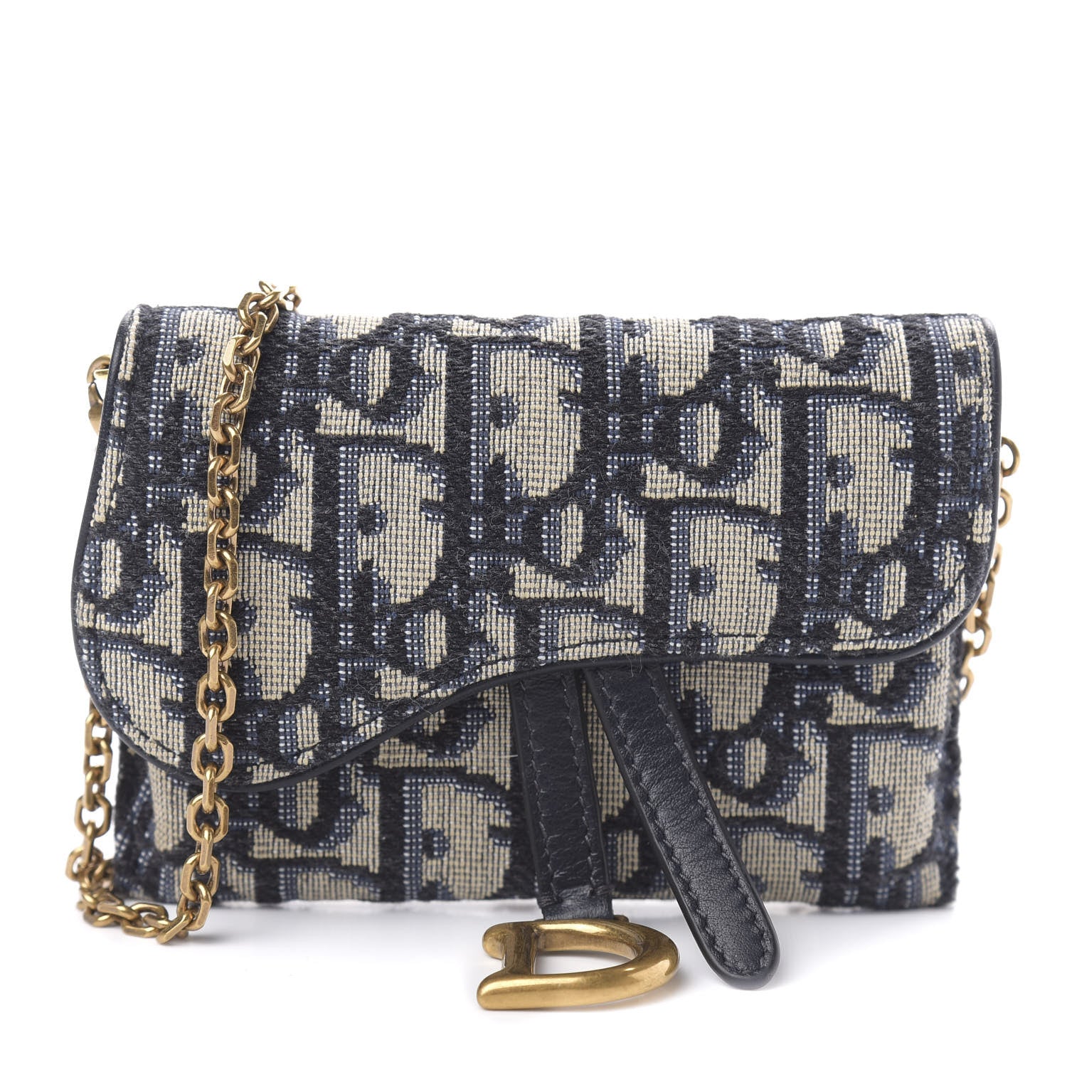 Christian Dior Oblique Nano Saddle Chain Pouch Blue 1 of 10