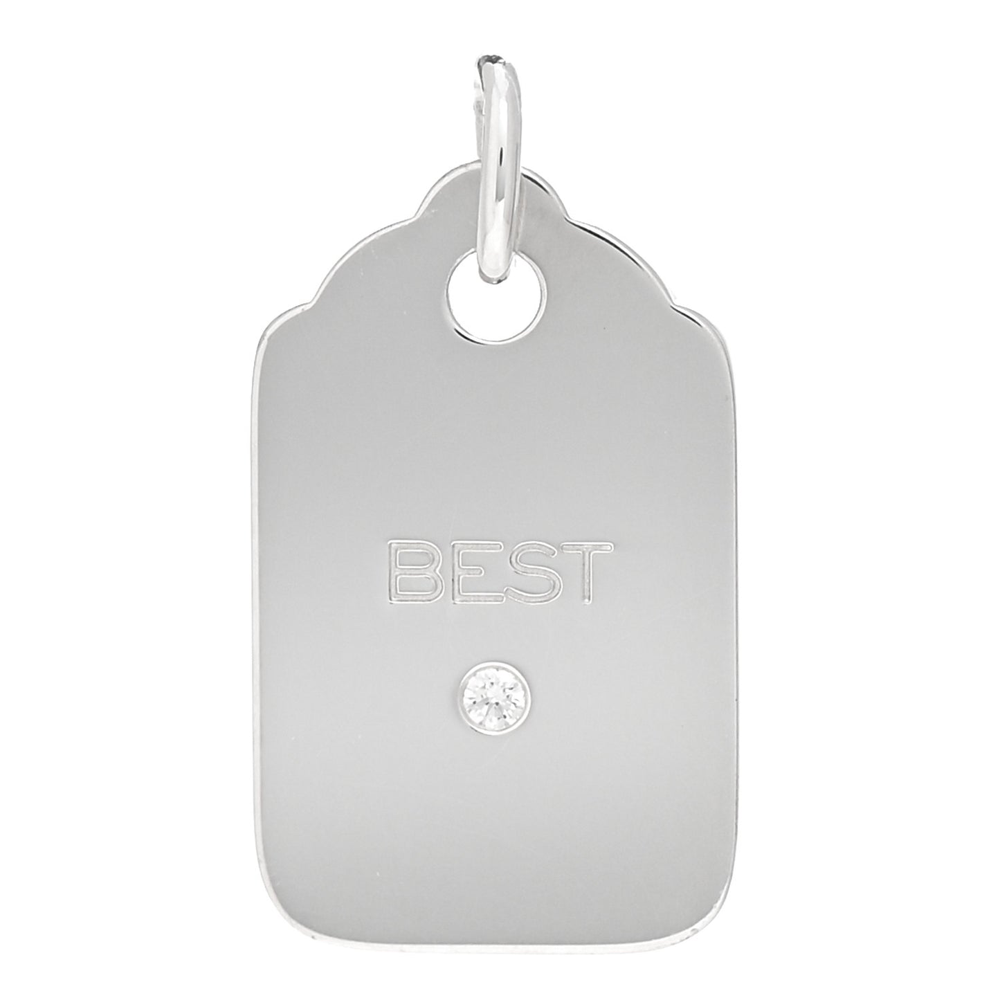 Sterling Silver Diamond Best Tag Charm