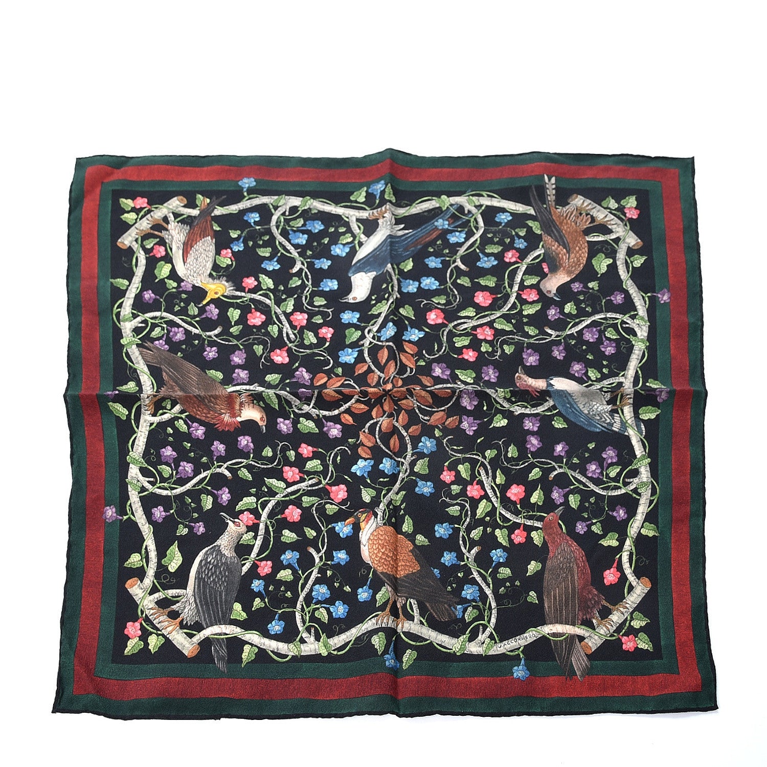 Gucci Silk Floral Condor Square Handkerchief Black 1 of 4