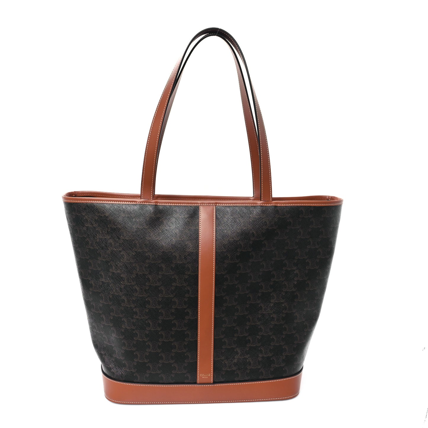 Triomphe Canvas Calfskin Medium Cabas Bag Tan
