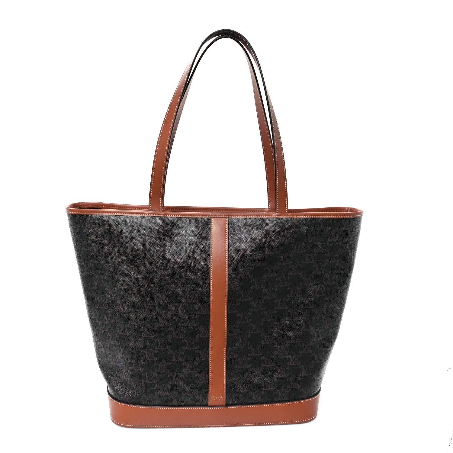 Celine Triomphe Canvas Calfskin Medium Cabas Bag Tan 1 of 11