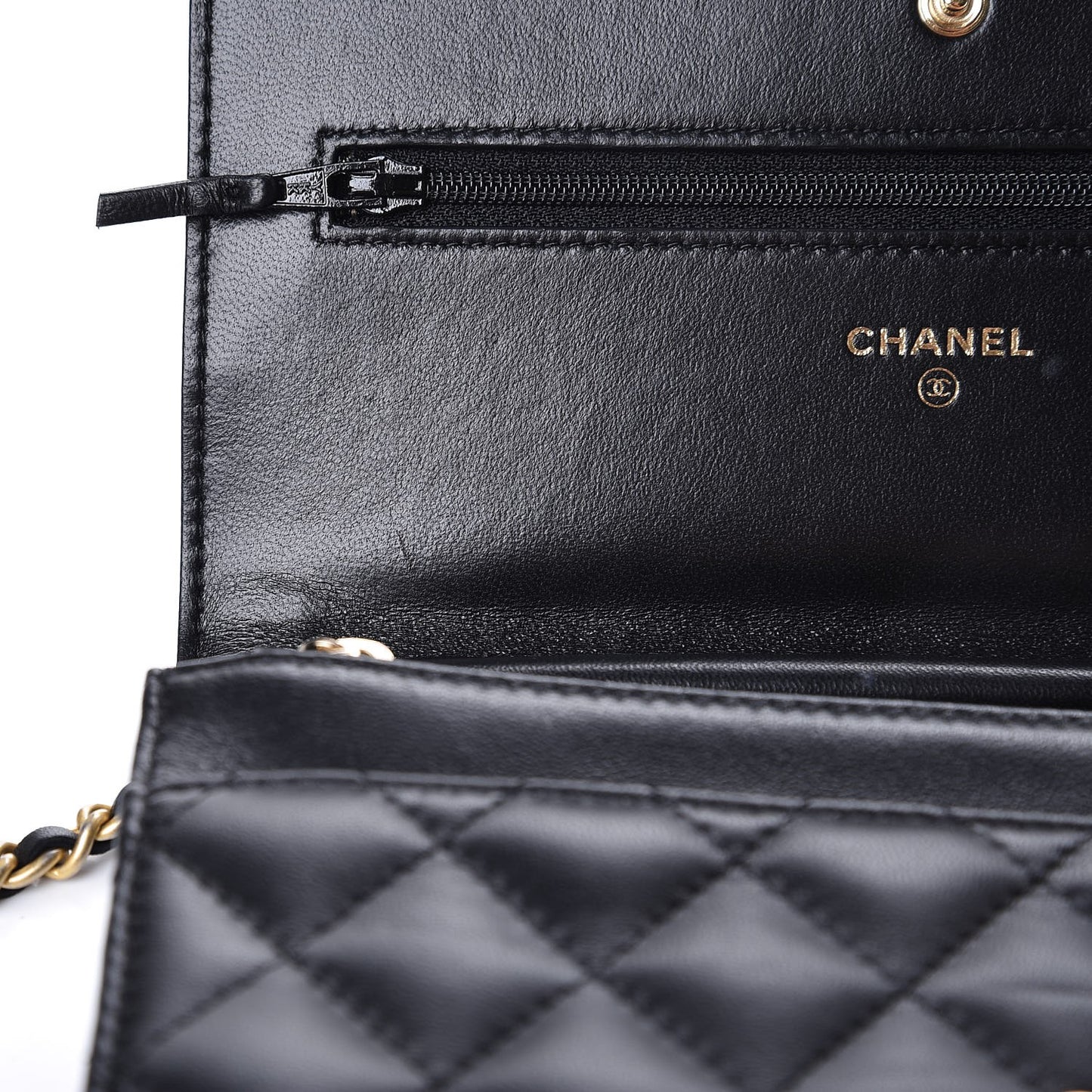 Lambskin Quilted Boy Wallet On Chain WOC Black