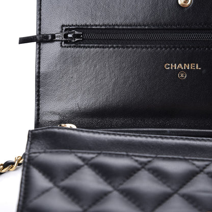 Chanel Lambskin Quilted Boy Wallet On Chain WOC Black 10 of 12