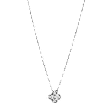 Van Cleef & Arpels 18K White Gold Diamond Vintage Alhambra Pendant Necklace 1 of 6