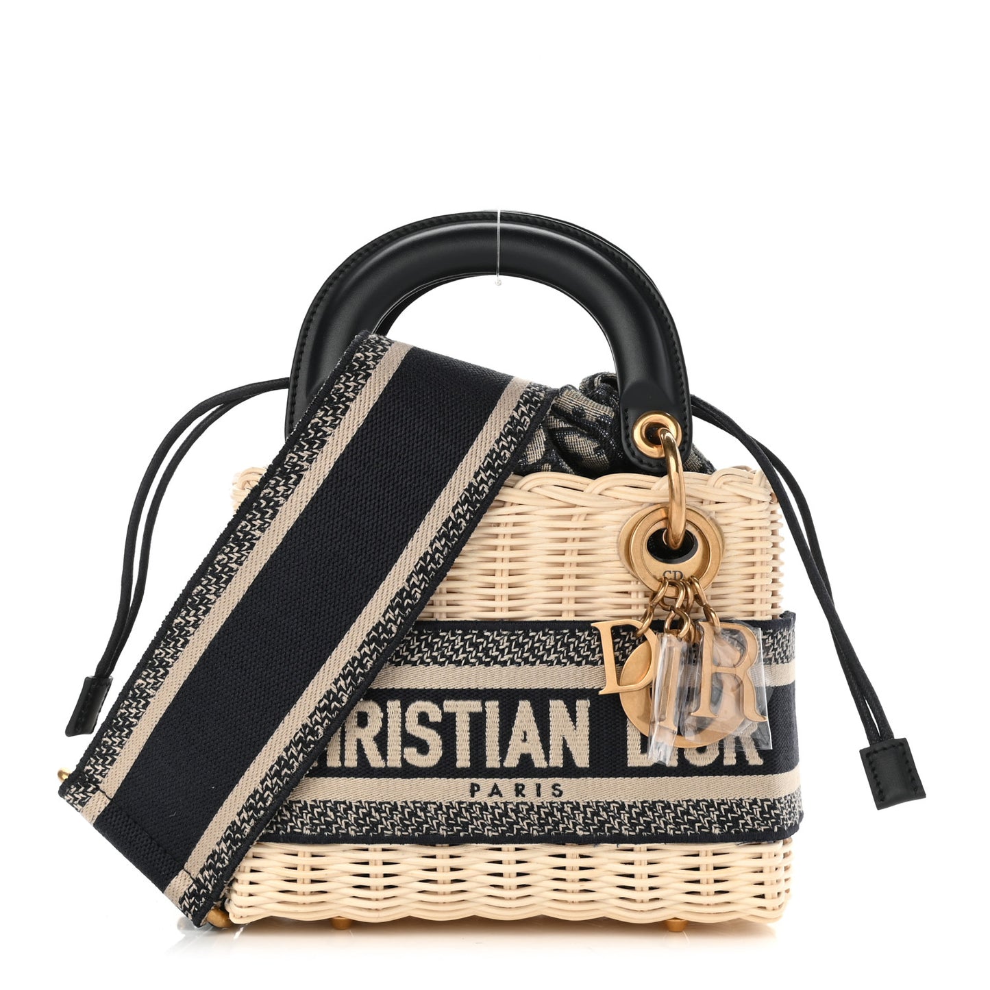 Wicker Oblique Mini Lady Dior Bag Blue