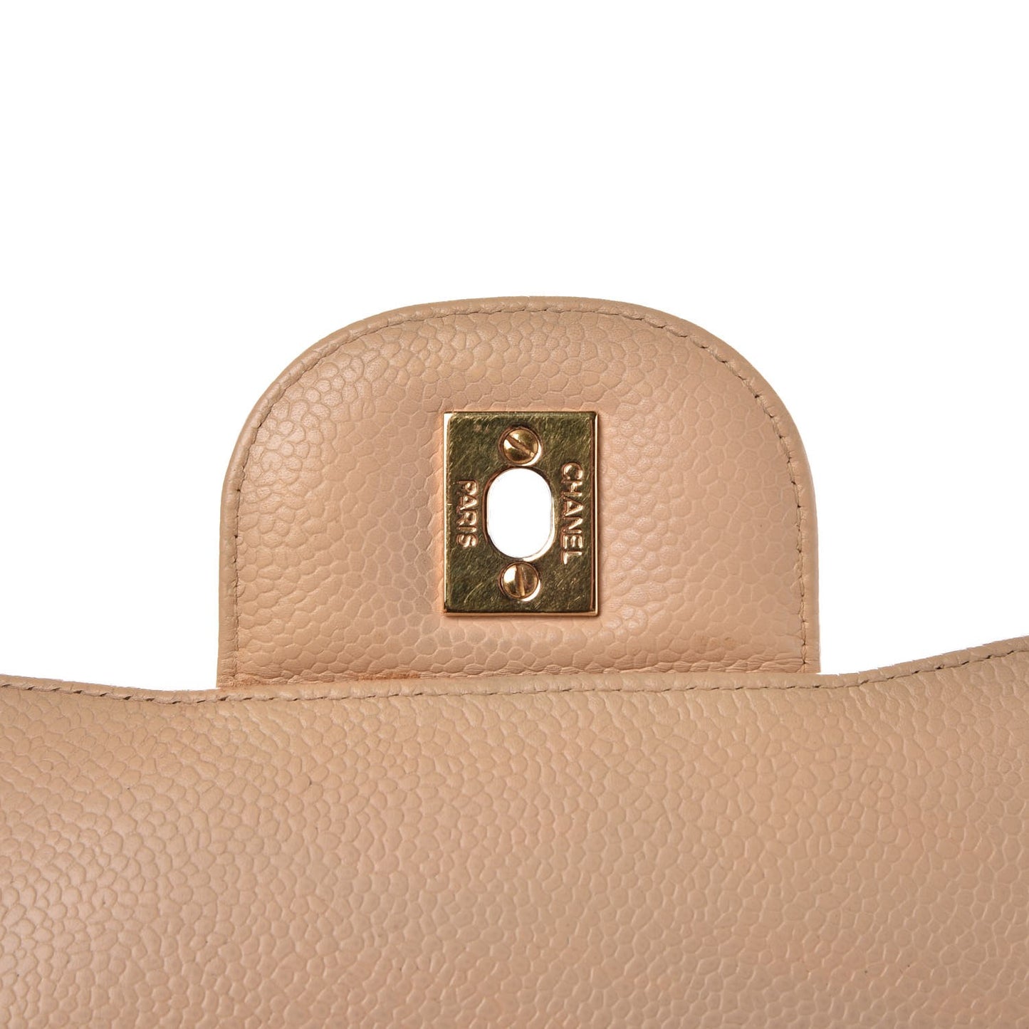 Caviar Quilted Jumbo Double Flap Beige Clair