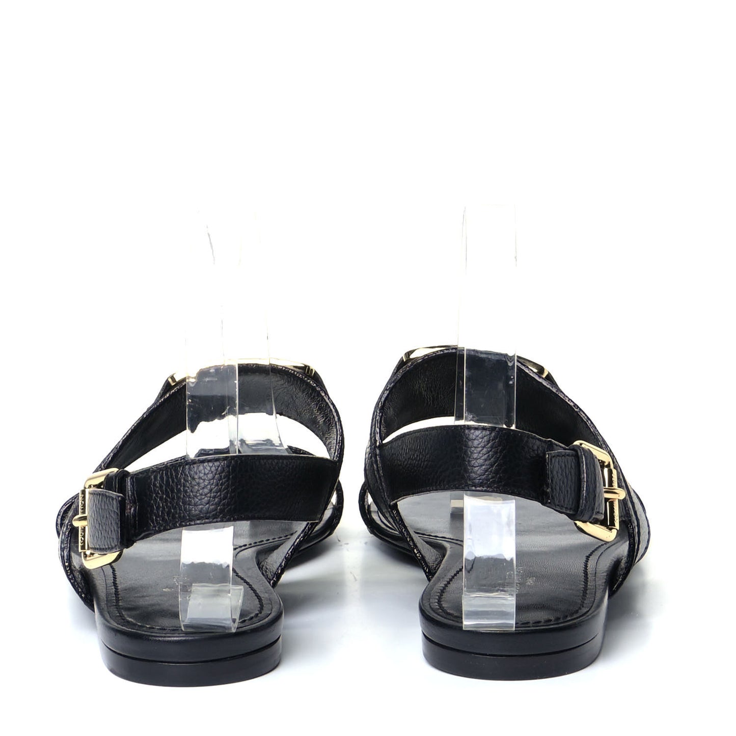 Grained Calfskin Horizon Flat Sandals 38 Black