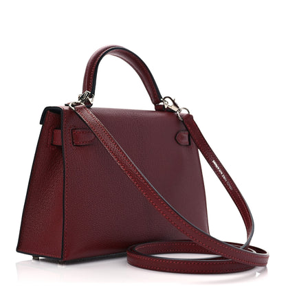 Hermes Chevre Chandra Horseshoe Mini Kelly Sellier 20 Rouge H Indigo 3 of 9