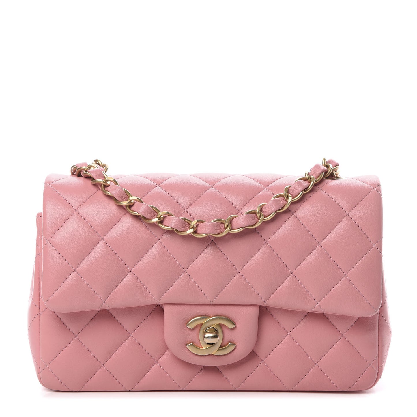 Lambskin Quilted Mini Rectangular Flap Pink