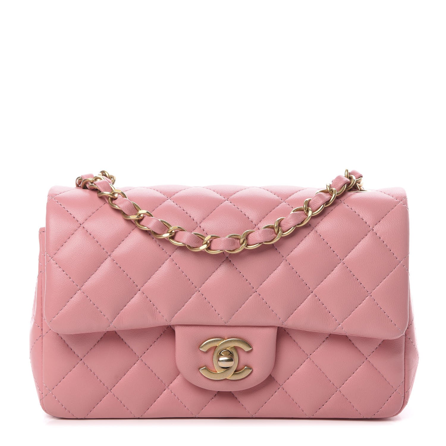 Chanel Lambskin Quilted Mini Rectangular Flap Pink 1 of 12