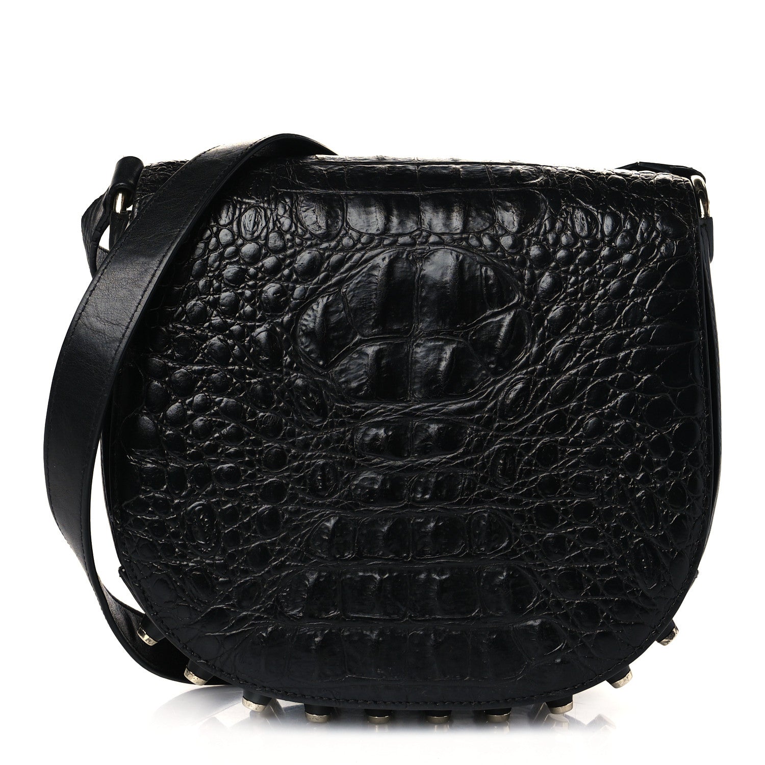 Alexander Wang Calfskin Crocodile Embossed Small Lia Sling Black Pale Gold Hardware 1 of 13