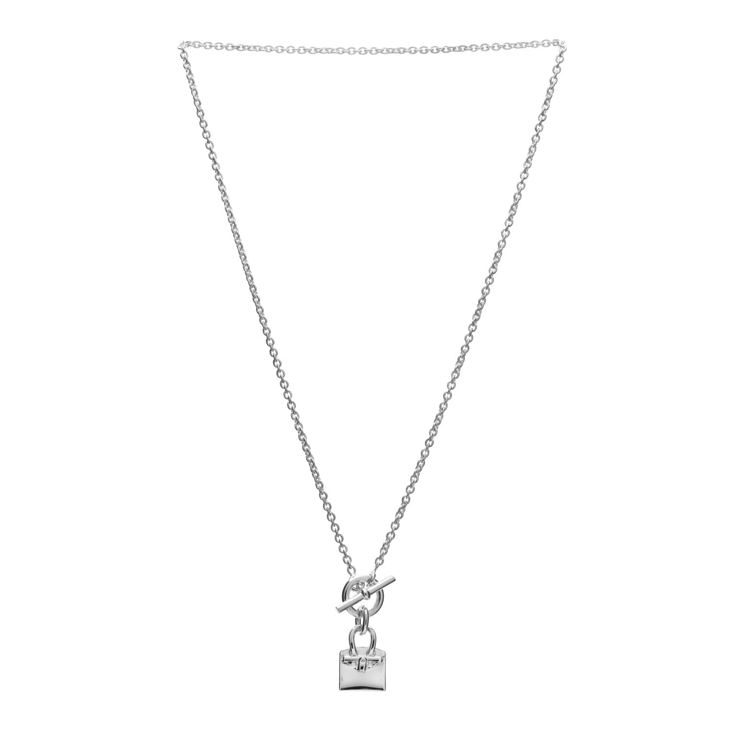 Hermes Sterling Silver Birkin Amulette Pendant Necklace 3 of 6