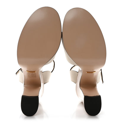 Gucci Cosmos Softy Calfskin Wooden Interlocking G Cut-Out 30/120mm Platform Sandals 40 Mystic White 6 of 9