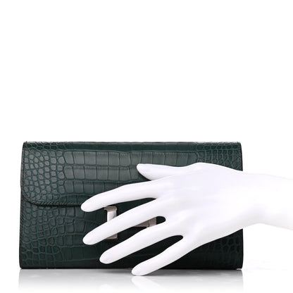Hermes Matte Alligator Constance Wallet Vert Titien 2 of 8