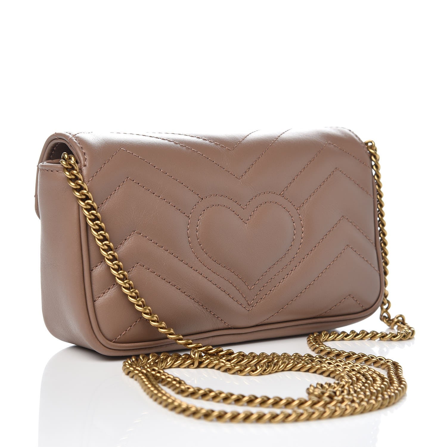 Gucci Calfskin Matelasse Super Mini GG Marmont Shoulder Bag Porcelain Rose 3 of 7