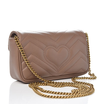 Gucci Calfskin Matelasse Super Mini GG Marmont Shoulder Bag Porcelain Rose 3 of 7