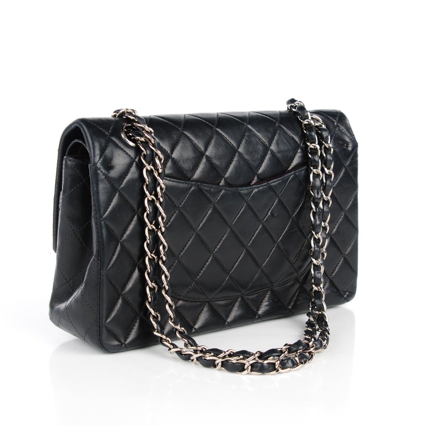 Lambskin Quilted Medium Double Flap Black