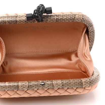 Bottega Veneta Satin Intreccio Impero Ayers Knot Clutch Flamingo 4 of 5