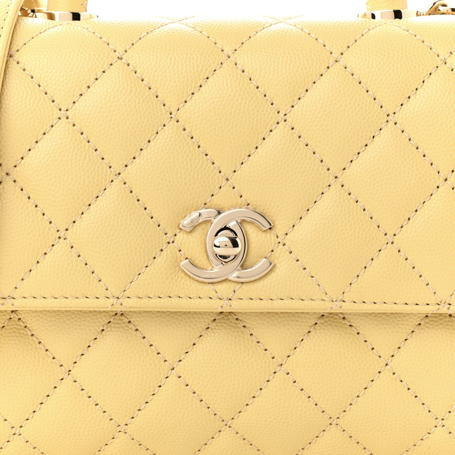 Chanel Caviar Quilted Mini Coco Handle Flap Yellow 6 of 10