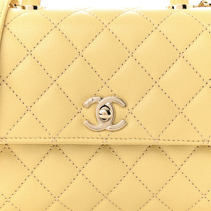 Chanel Caviar Quilted Mini Coco Handle Flap Yellow 6 of 10