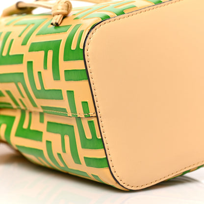 Fendi Vitello Liberty F is Fendi Bi-Color FF 1974 Embossed Mini Mon Tresor Bucket Bag Paglia Tomatillo 8 of 10
