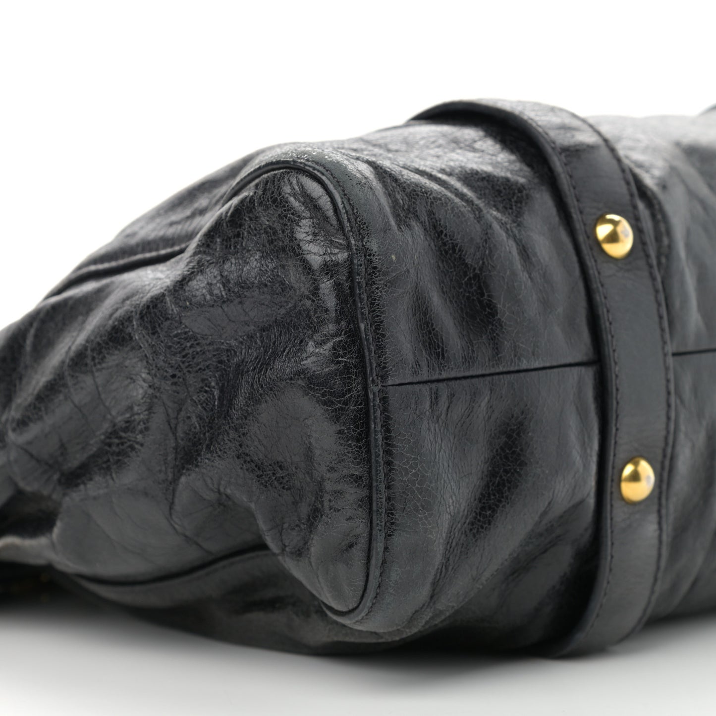 Vitello Lux Gathered Tote Black