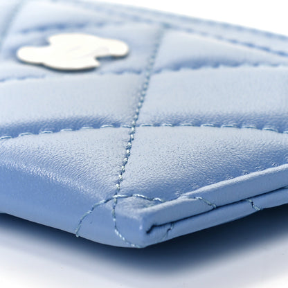 Chanel Lambskin Quilted Card Holder Light Blue 10 of 11