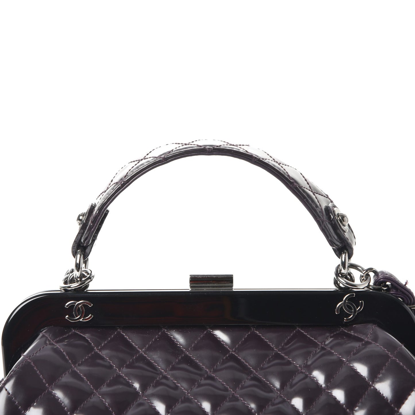 Glazed Calfskin Quilted Mademoiselle Small Frame Bag Purple