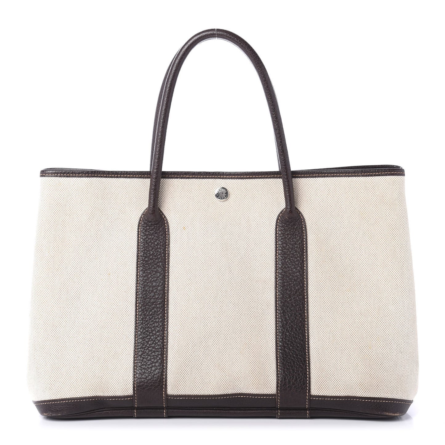 Toile Buffle Gala Garden Party Tote 36 MM Marron Fonce