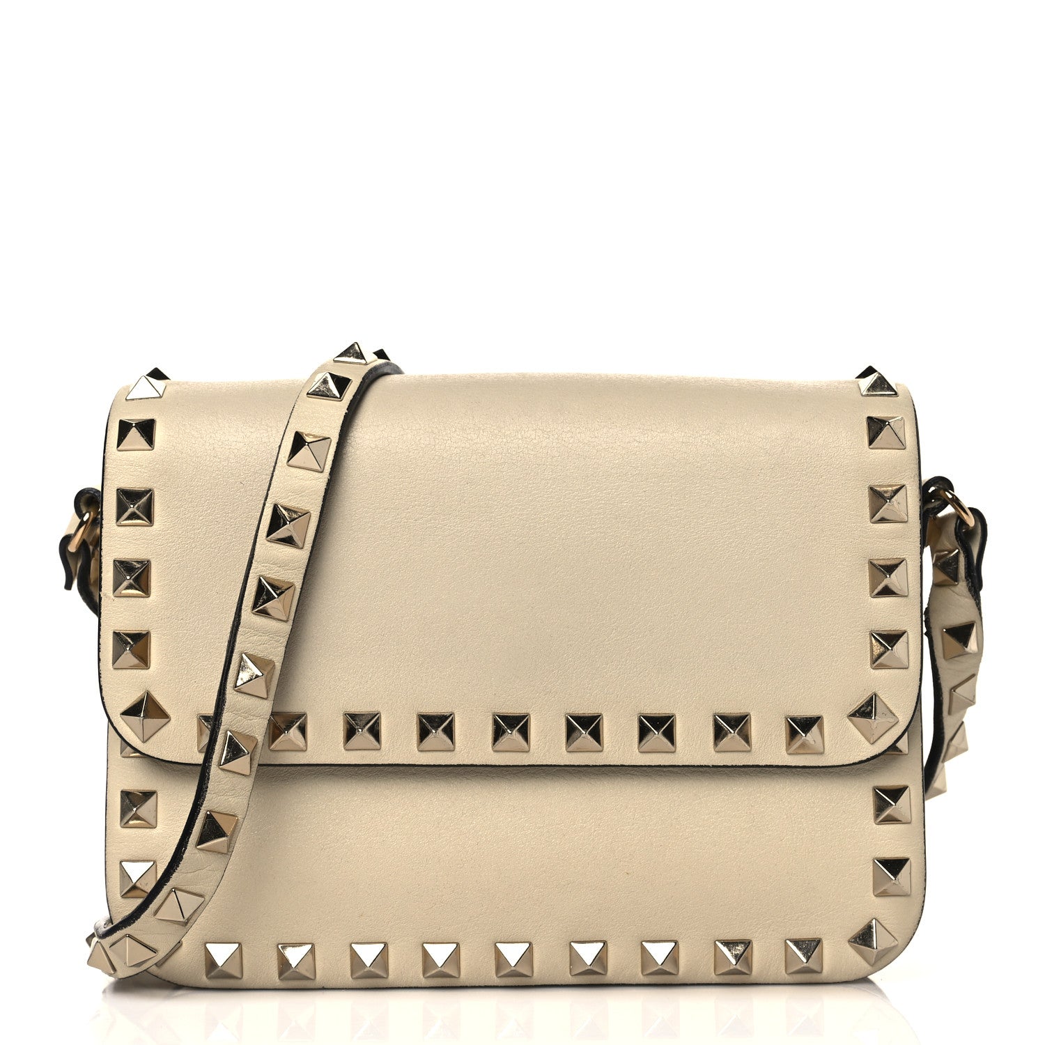 Valentino Garavani Vitello Rockstud Flap Crossbody Bag Light Ivory 1 of 8