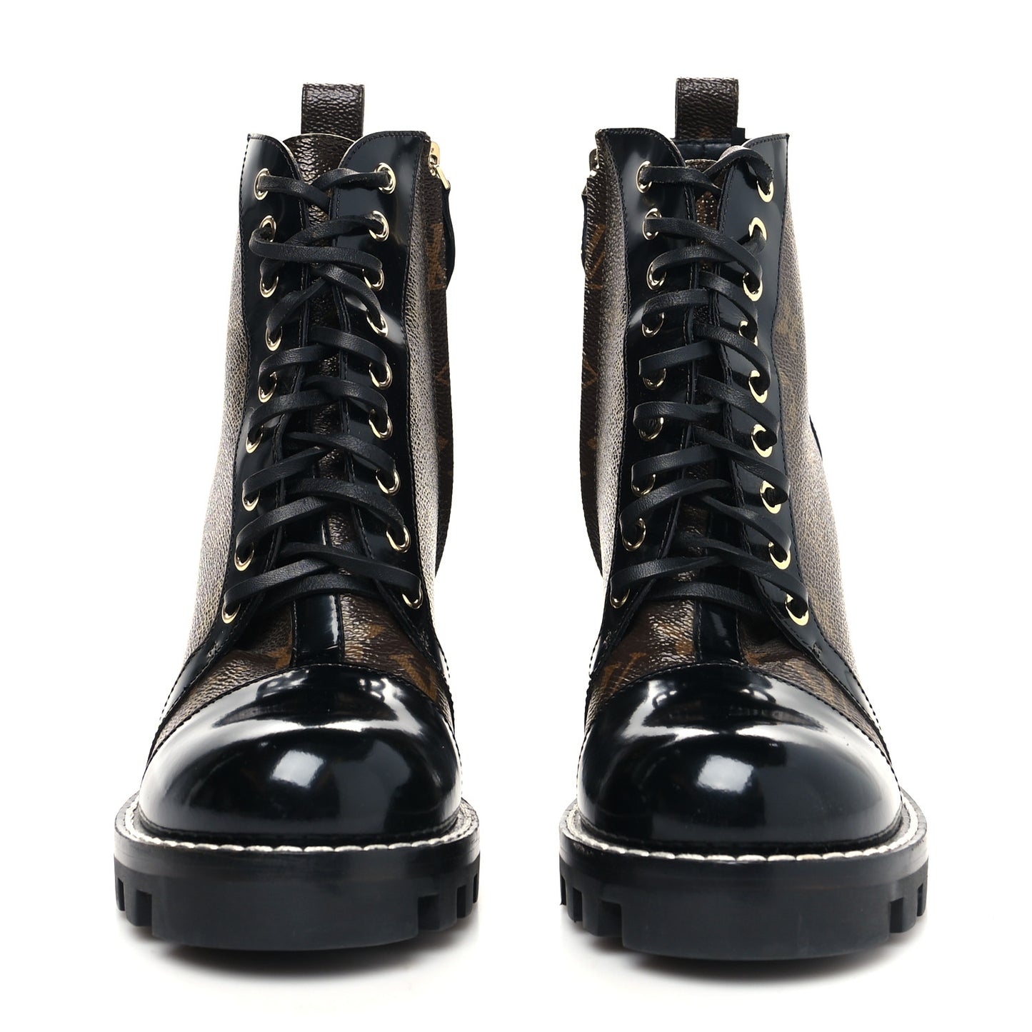 Patent Calfskin Monogram Star Trail Ankle Boots 38.5 Black