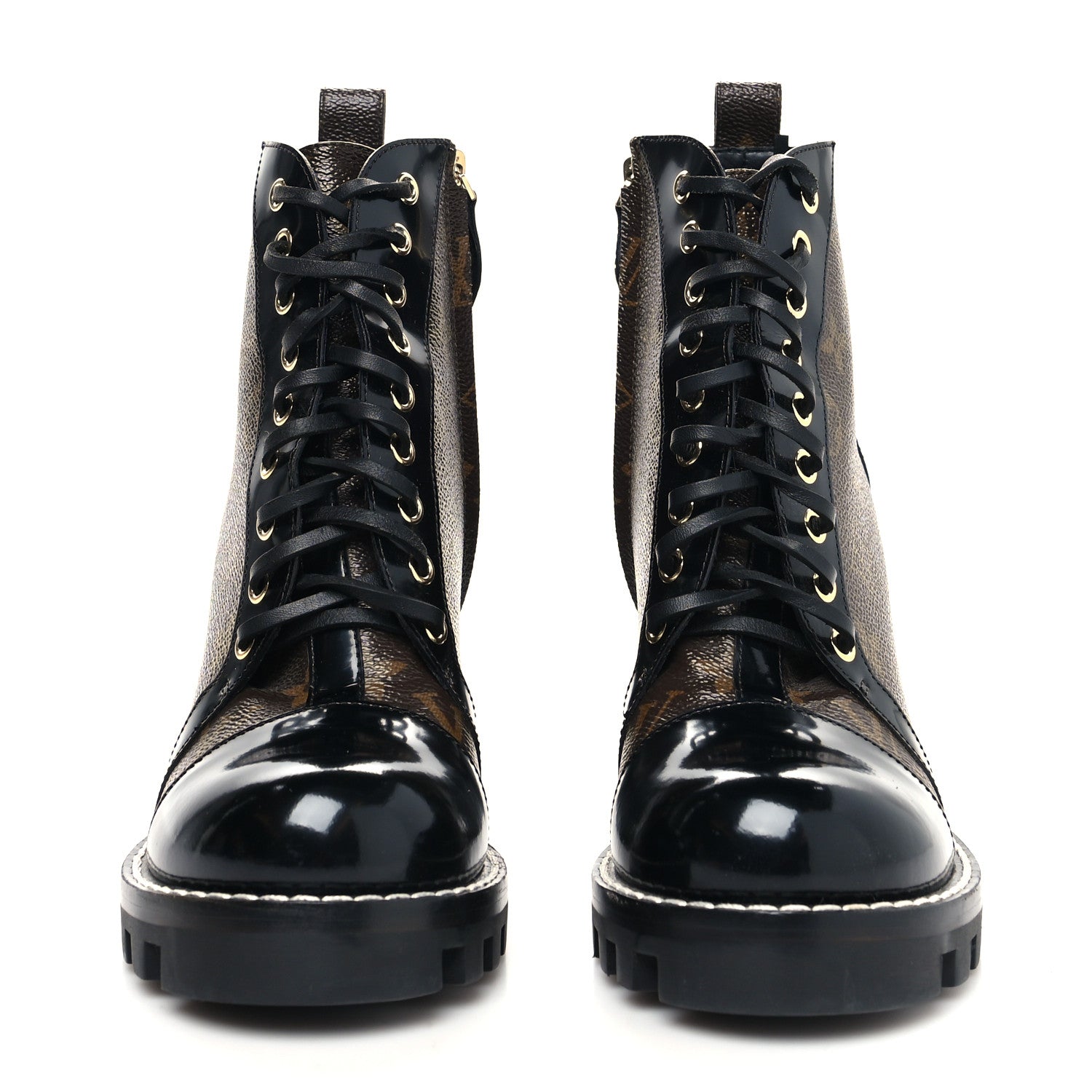 Louis Vuitton Patent Calfskin Monogram Star Trail Ankle Boots 38.5 Black 2 of 7