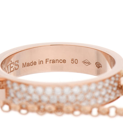 Hermes 18K Rose Gold Diamond Kelly Clochette Double Ring 50 5.25 5 of 7