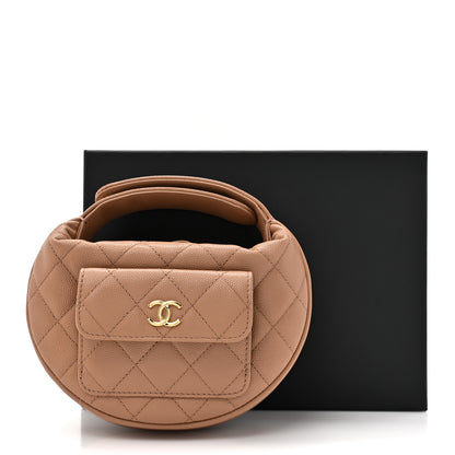 Chanel Caviar Quilted Polly Pocket Pouch Hobo Dark Beige 11 of 11