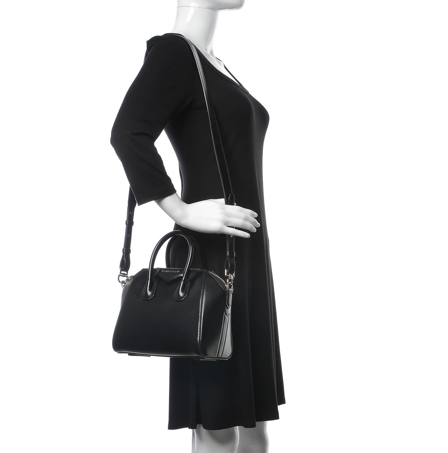 Shiny Lord Calfskin Mini Antigona Black