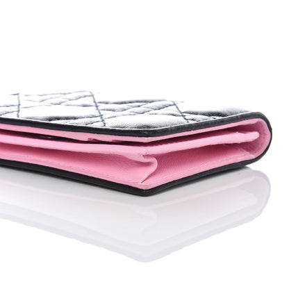 Christian Dior Lambskin Cannage Bi-Color Small Lady Dior Flap Card Holder Black Pink 10 of 10