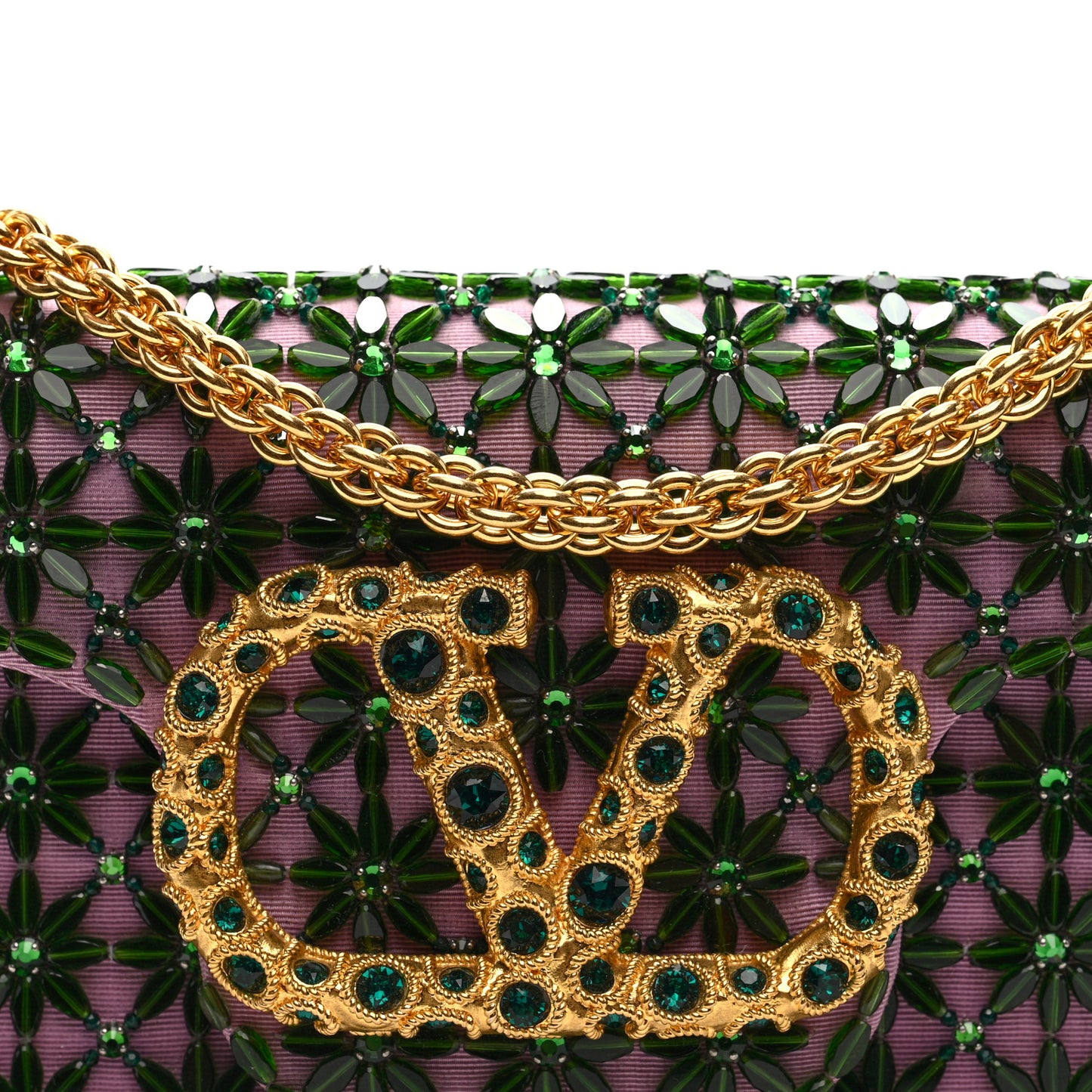 Fabric Crystal Embroidered Vlogo Small Loco Shoulder Bag Multicolor