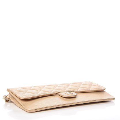 Chanel Iridescent Caviar Quilted Classic Pouch With Handle Beige 4 of 9